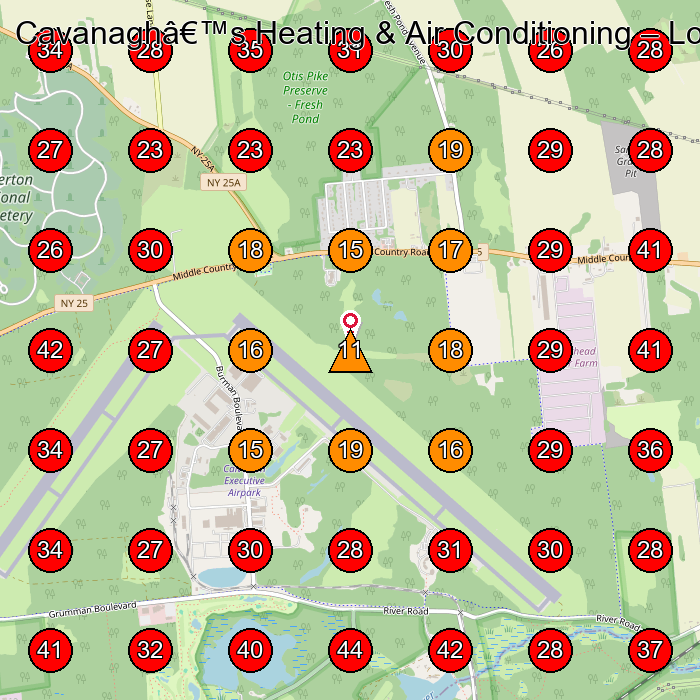 Cavanaghâ€™s Heating & Air Conditioning GeoGrid visibility map for Hvac Contractor in None
